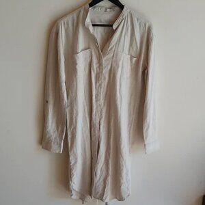 Prana long sleeve linen blend shirt dress relaxed fit / S